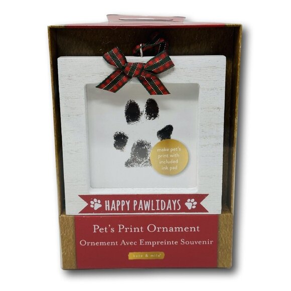 Kate & Milo Christmas Pet Pawprint Frame Ornament Happy Pawlidays Ink Pad - Picture 1 of 4